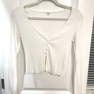 Garage white cropped long sleeve